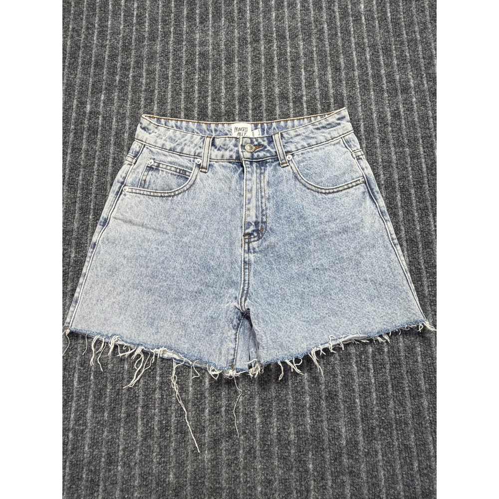 Princess Polly Denim Shorts‎ Womens 4 Raw Hem High Waist Boho Summer Casual